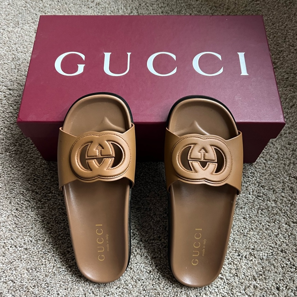 Gucci Women's Interlocking G Slide Sandal Size 9 New With Box
